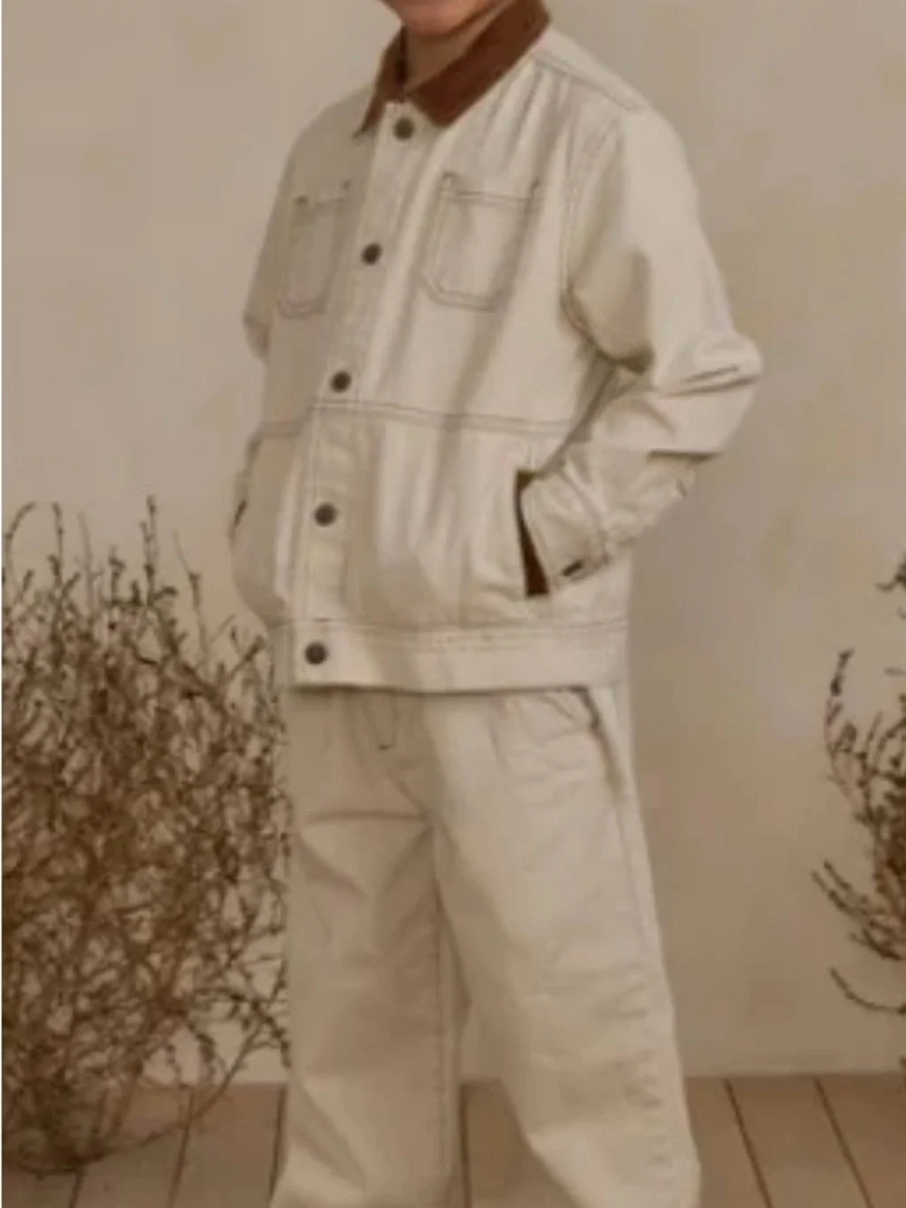Rylee+Cru Utility Overalls and Chore Coat in Color Natural Size 4/5Y